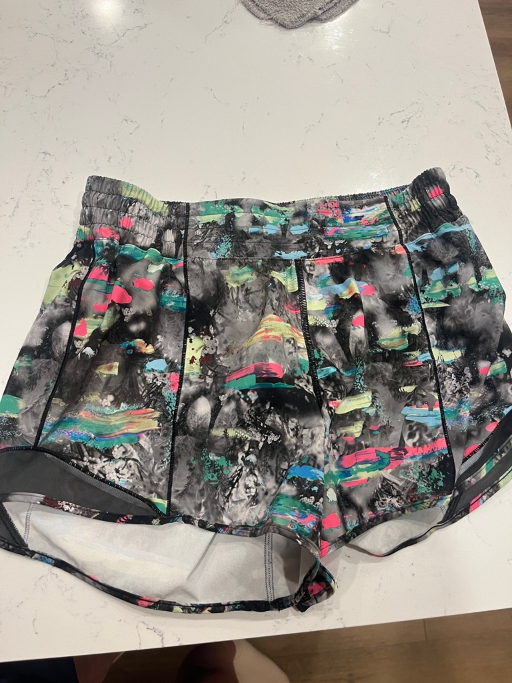 lululemon athletica Black Abstract Paint-Stripe Athletic Shorts